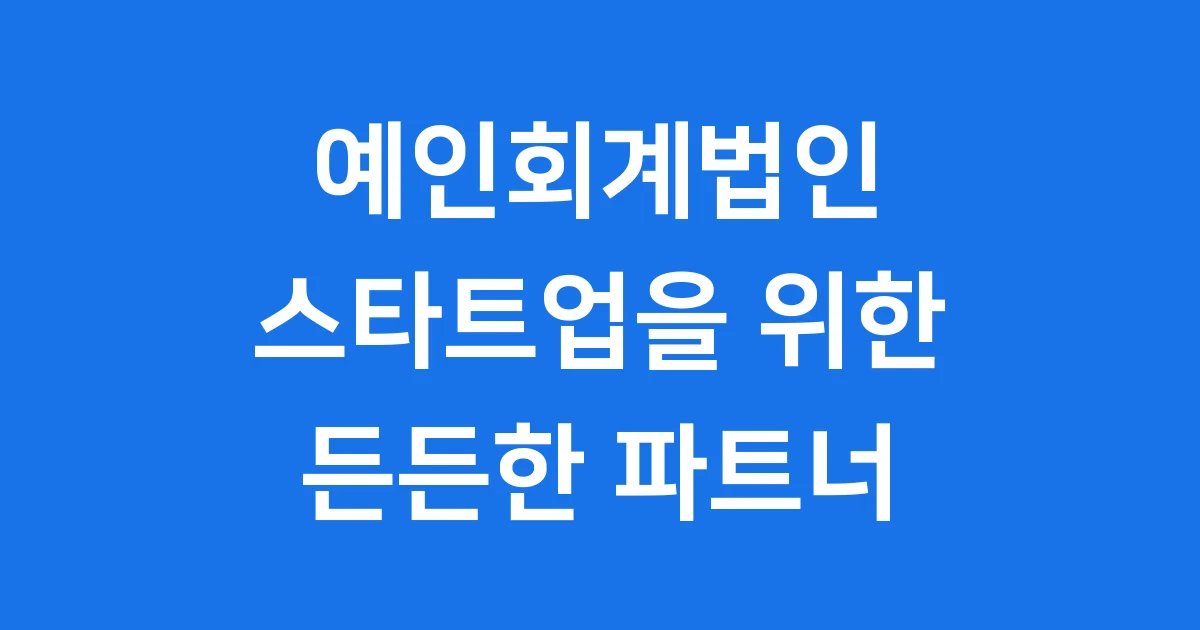 예인회계법인 스타트업을 위한 맞춤 회계 팁 예인회계법인 스타트업을 위한 맞춤 회계 팁