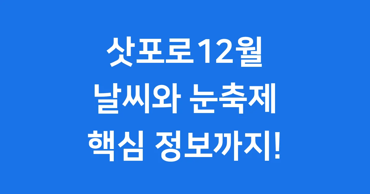 삿포로12월 날씨부터 눈축제 2025 핵심 정보까지!