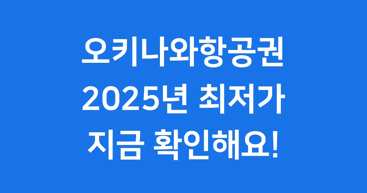 오키나와항공권 2025년 최저가 예약 꿀팁! 오키나와항공권 2025년 최저가 예약 꿀팁!