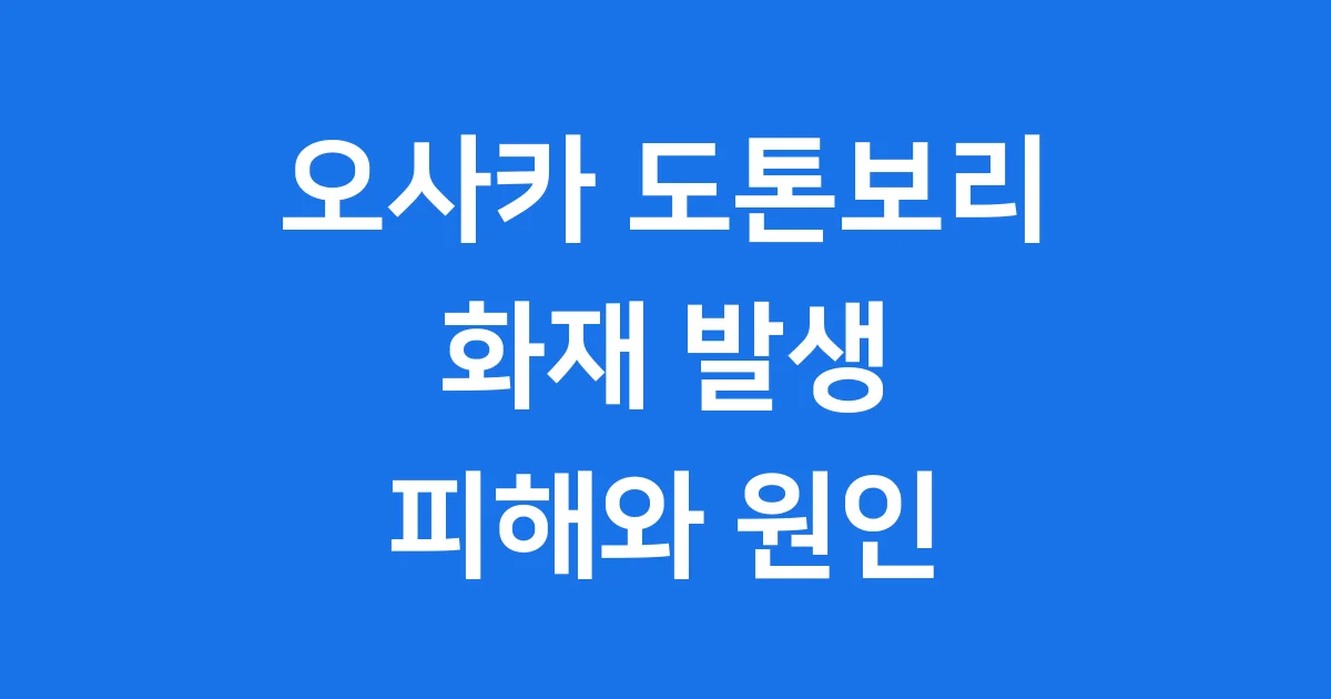 오사카 도톤보리 화재 발생 피해 원인