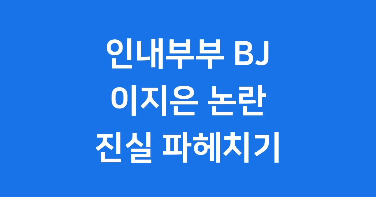인내부부 BJ 껌별 이지은 논란과 진실