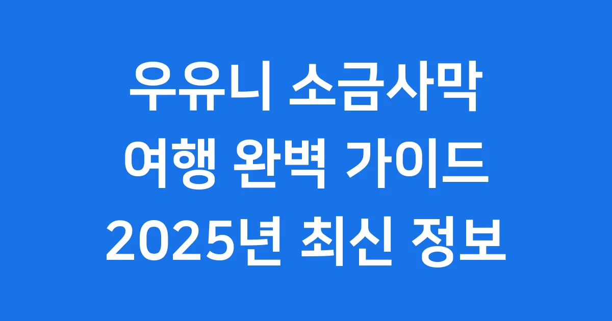 우유니 소금사막 여행 완벽 가이드 2025
