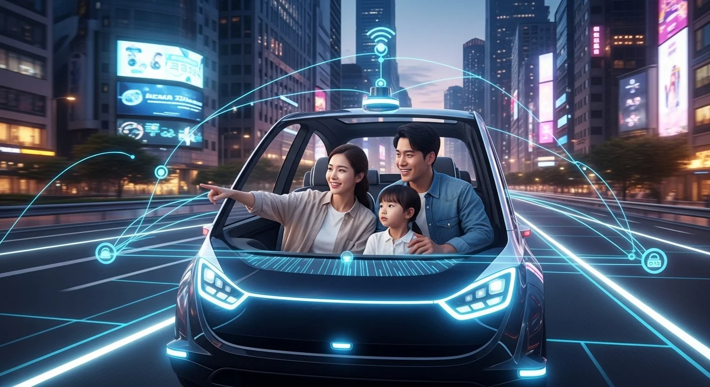 미래 자율주행차와 보안 기술이 결합된 모습